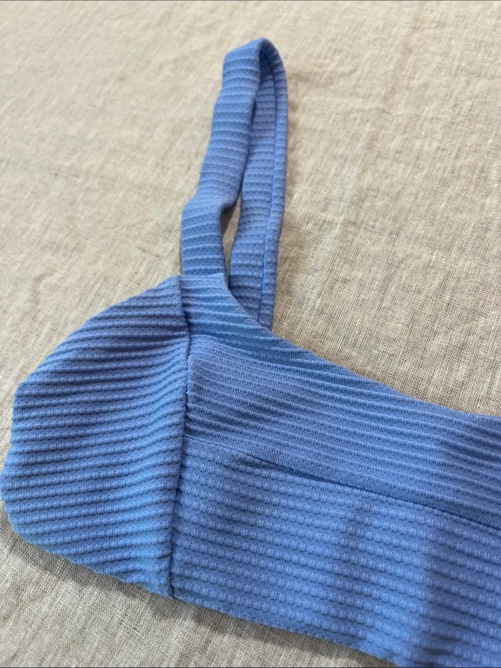 l*space Cornflower Blue Ribbed Jess Bikini Top. Size S. NWT